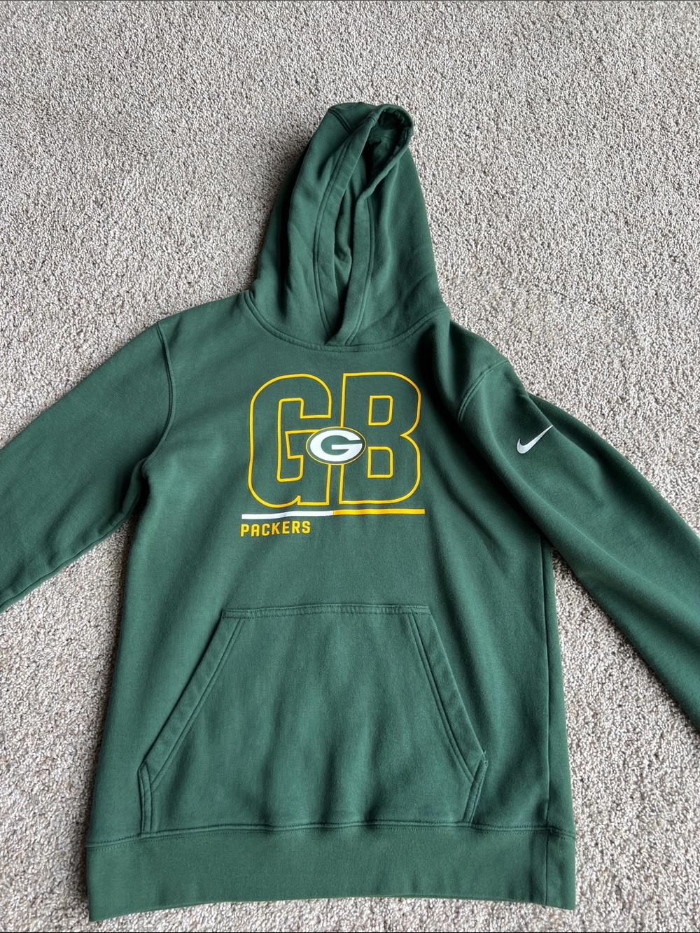 Green Bay Packers Green Nike Hoodie with GB Logo